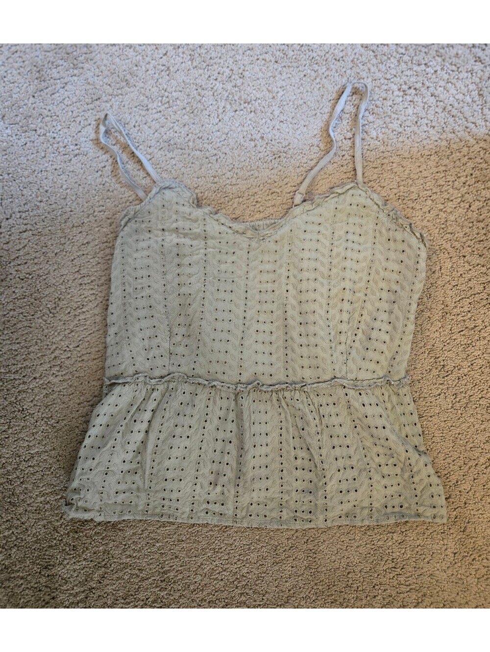Eyelet peplum tank